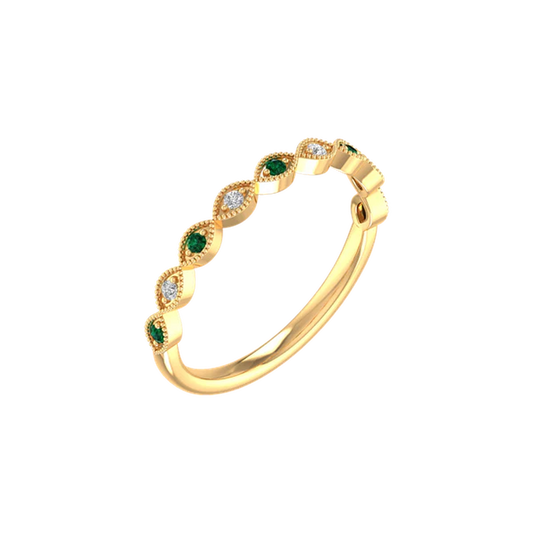 0.13CT Emerald And Moissanite Stacable Ring In 18kt Gold Over Sterling Silver