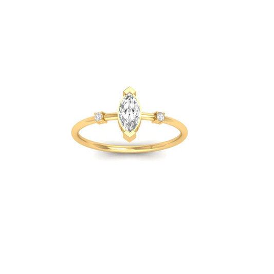 0.50CT Center Moissanite Marquise Shaped Engagement Rings 925 Sterling Silver Wedding Ring