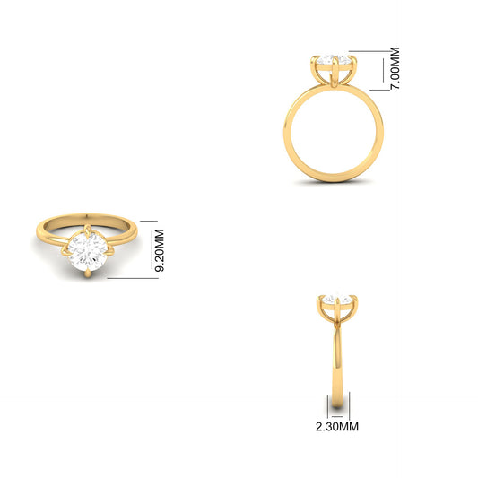 Solitaire Round Cut Engagement Ring, Classic Claw Prong Promise Ring for Women, Dainty Gold Finish Ring, Proposal Gift