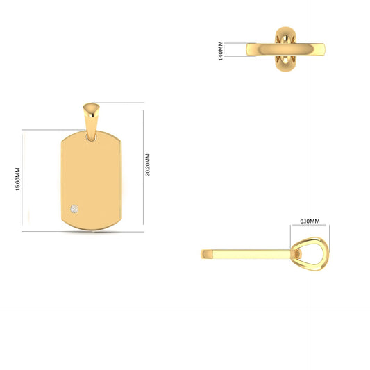 True Elegant Tog Tag Pendant In 18kt Gold Over Sterling Silver