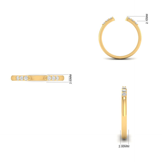 Moissanite Open Band Ring | 18K Yellow Gold Over Sterling Silver | Dainty Adjustable Minimalist Ring for Women