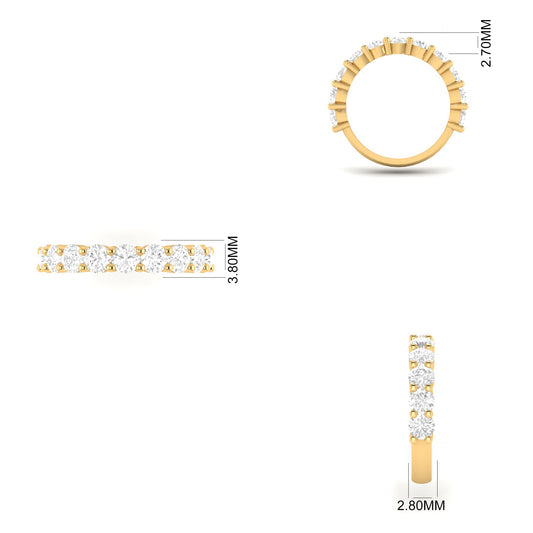 1.0 CT Round Diamond Eternity Ring for Women | 18K Yellow Gold Over Sterling Silver | Wedding or Anniversary Band