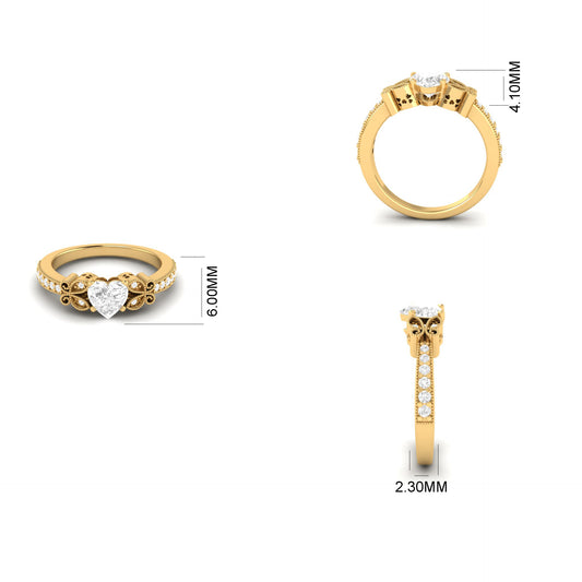 Heart Shaped Emerald & Diamond Ring