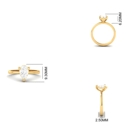 Pear Cut Solitaire Engagement Ring, Teardrop Promise Ring, Minimalist Dainty Ring for Her, Unique Gift for Women