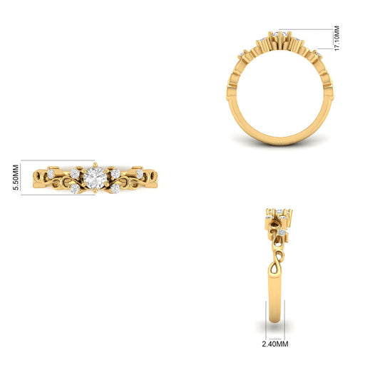 Infinity-Inspired Diamond Accent Ring for Women | 18K Yellow Gold Over Sterling Silver | Elegant Symbolic Band by True Elegant