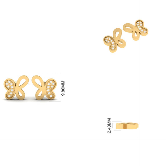 Sterling Silver Moissanite Diamond Butterfly Stud Earrings – Everyday Luxury