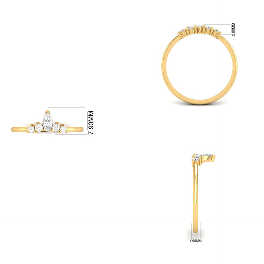 Marquise Moissanite Tiara Ring | 18K Yellow Gold Over Sterling Silver | Dainty Crown Ring for Women
