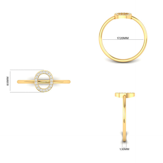 1.0CT Moissanite Diamond O Initial Ring For Women Dainty 18k Gold Over Sterling Silver Ring