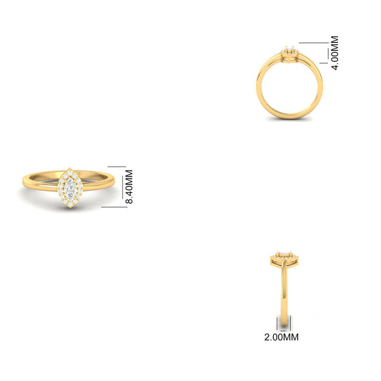 0.30 Ct Marquise Moissanite Halo Engagement Ring | 925 Sterling Silver Women's Promise Ring