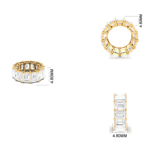 Emerald Cut Full Eternity Band Ring, Statement Gold Ring, Bold Engagement Ring, Big Anniversary Ring for Women