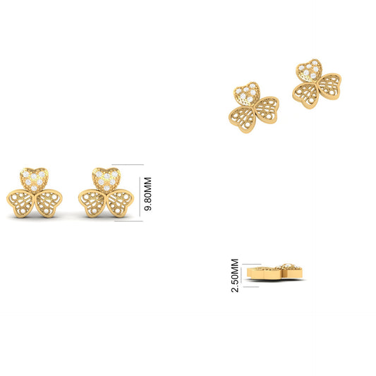 Elegant Moissanite Diamond Tiny Stud Earrings in 18kt Gold Over Sterling Silver