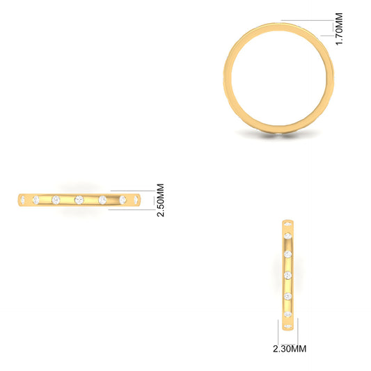 0.20 CT Diamond Dot Band Ring | Dainty Gold Stackable Ring for Women | 18K Yellow Gold Over Sterling Silver