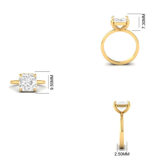 Radiant Cut Solitaire Ring | Classic Engagement Ring | Modern Promise Ring for Her | Minimalist Gold Ring | Gift for Women