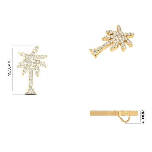 True Elegant Palm Moissanite Pendant In 18kt Gold Over Sterling Silver