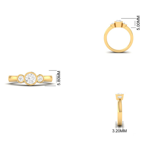 0.45CT Round Blue Sapphire Bezel Set Promise Ring