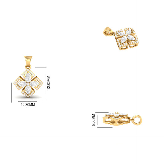 Floral Diamond Pendant Necklace for Women