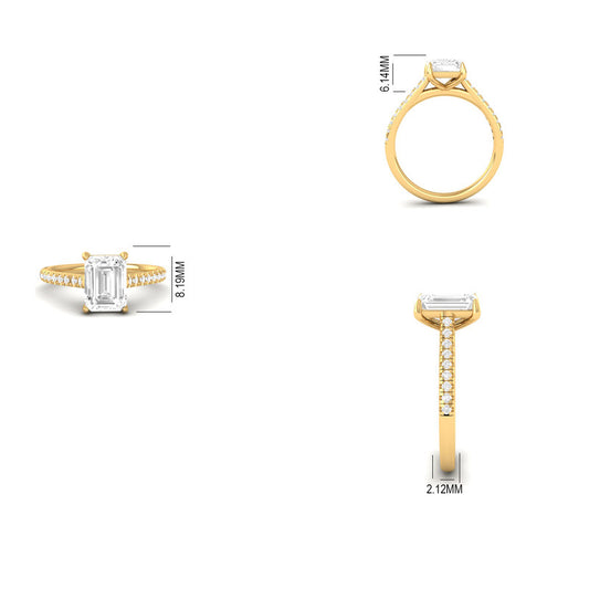 14K Gold Plated Emerald Cut Moissanite Engagement Ring