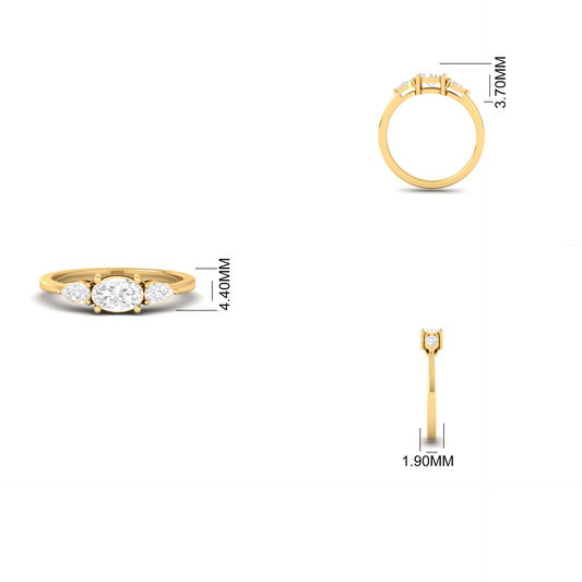 0.33 Ct Moissanite Three Stone Engagement Ring | 925 Sterling Silver Women's Promise Ring