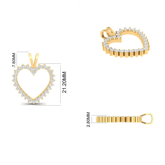 True Elegant Diamond Open Heart Pendant 18kt Gold Over Sterling Silver
