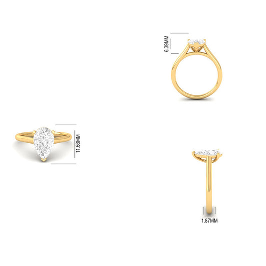 Pear Cut Moissanite Solitaire Engagement Ring