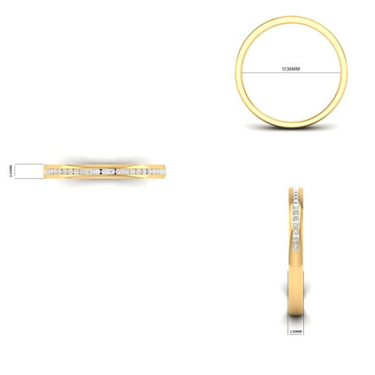 True Elegant Channel Set Dainty Band Ring For Her In 18kt Gold Over Sterling Silver