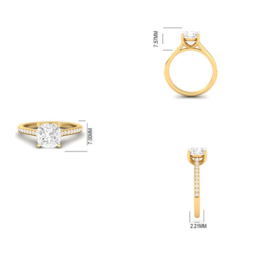 Classic Cushion Cut Moissanite Wedding Ring