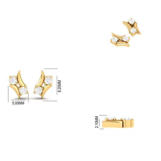 Two Stone Diamond Accent Geometric Earrings