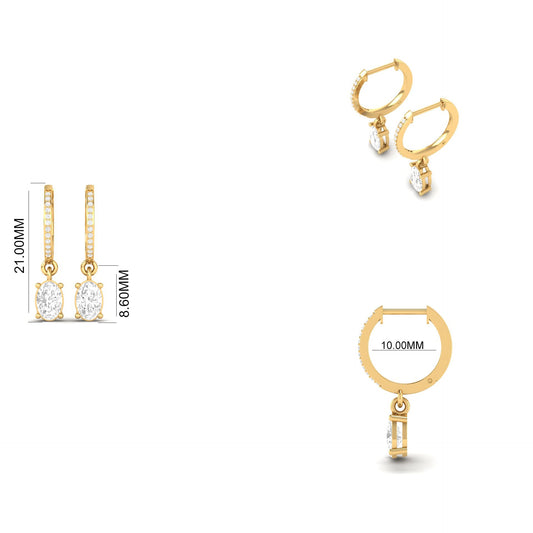 1.0Ct Oval Garnet And Moissanite Dangle Earrings Sterling Silver