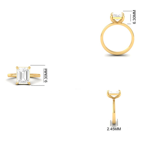 Emerald Cut Solitaire Ring for Women – Minimalist Engagement Ring – Classic Gold Ring – Modern Proposal Ring – Gift for Her