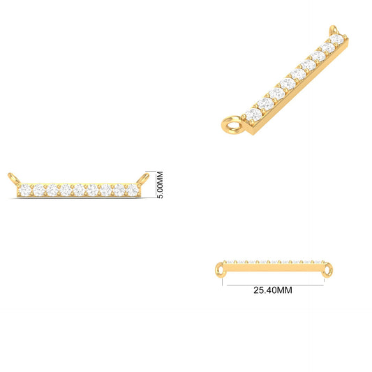 0.59CT Moissanite Diamond Bar Dainty Pendant In Sterling Silver