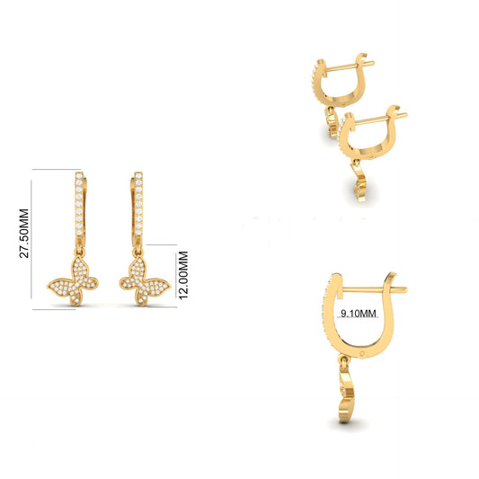 True Elegant Moissanite Butterfly Drop Earrings In Sterling Silver
