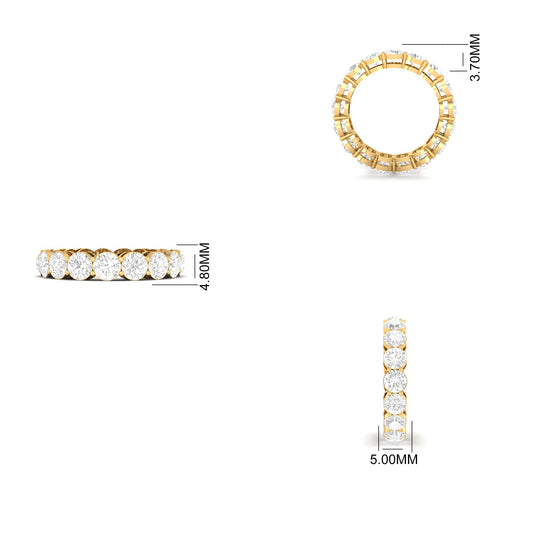 True Elegant 5.25 Ct Round Cut Green Emerald Eternity Wedding Band | 14K Yellow Gold Plated Ring