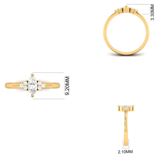 Marquise Cut Cluster Diamond Ring for Women in 18K Yellow Gold Over Sterling Silver – Elegant Promise or Engagement Ring