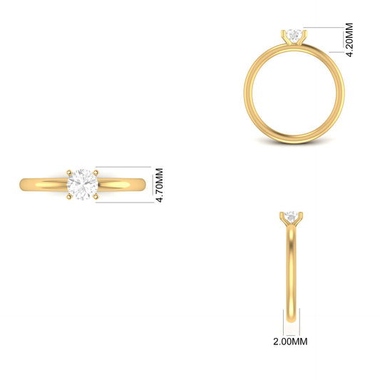 Classic Round Cut Moissanite Solitaire Ring | 18K Yellow Gold Over Sterling Silver | Minimalist Engagement Promise Ring