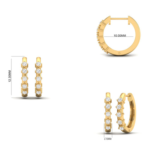 0.20CT Moissanite Diany Hoop Earrings 18kt Gold Plated On Sterling Silver