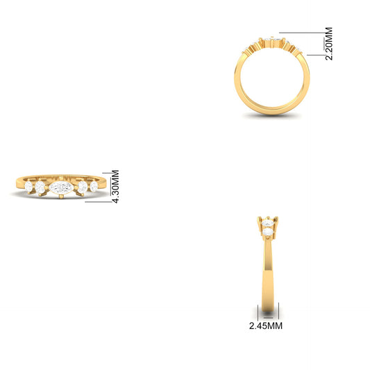 Blue Sapphire 5 Stone Minimalist Engagement Ring