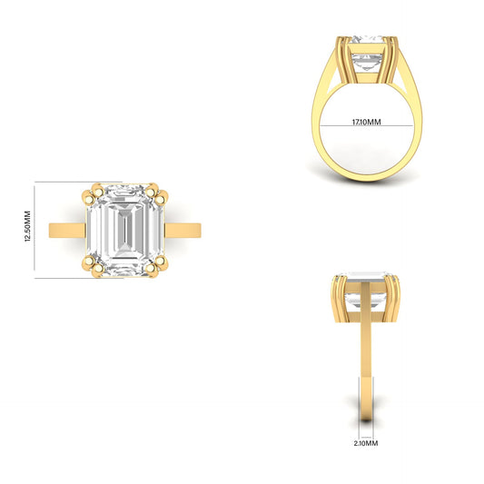 True Elegant 6.88Carats Moissanite Diamond Sterling Silver 925 Engagement Wedding Ring Emerald-Cut