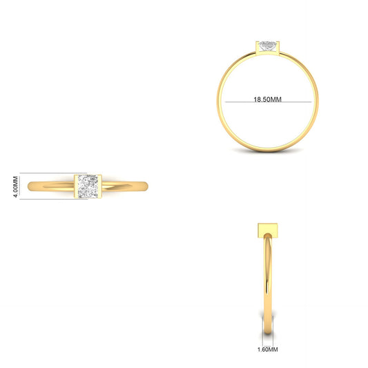 True Elegant 0.50CT Princess Cut Moissanite Dainty Stackable  Engagement Band Rings for Her