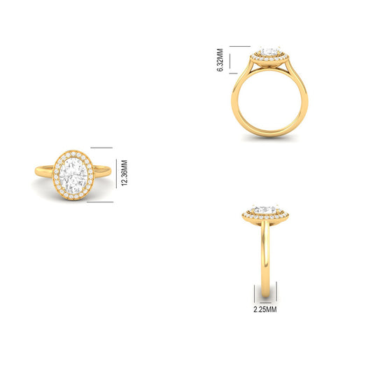 14K Gold Plated Elegant Oval Moissanite Engagement Ring
