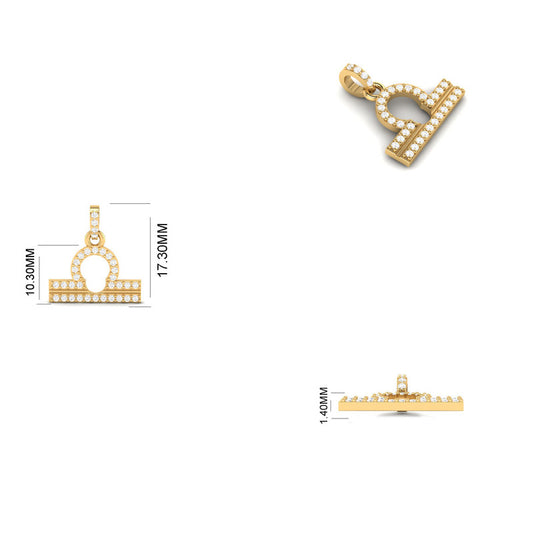 Libra Zodiac Moissanite Necklace 14K Gold Plated