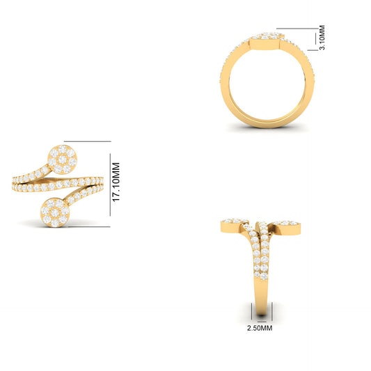 Green Emerald Pave Cluster Adjustable Open Ring for Women