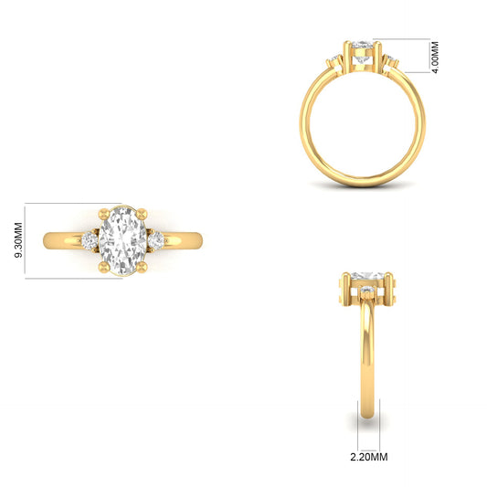 Oval Cut Three Stone Engagement Ring for Women | 18K Yellow Gold Over Sterling Silver | True Elegant Handmade Promise Ring