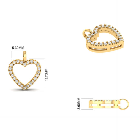 Moissanite Small Open Heart Pendant In sterling Silver 925