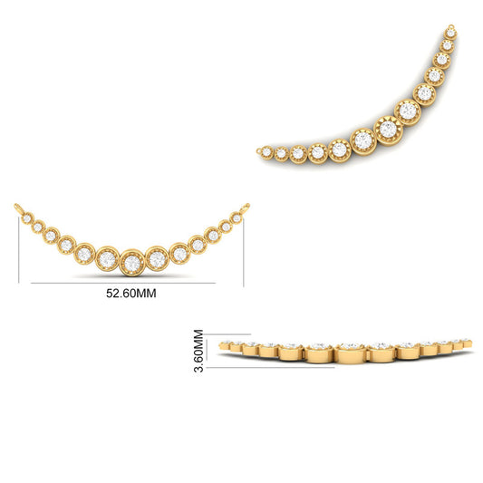 Moissanite Bezel Set Curved Bar Necklace