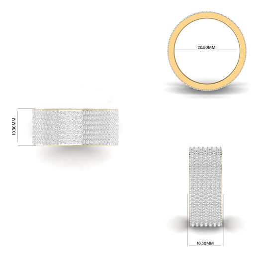 Round Cut Lab Created Moissanite Diamond Wide Band Ring In 18kt Gold Over Sterling Silver Stacking Band Ring For Men (G-H Color