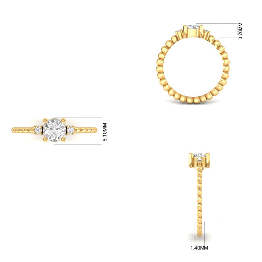 Braided Solitaire Ring for Women | Three-Stone Round Cut Design | 18K Gold Over Sterling Silver | True Elegant Jewelry