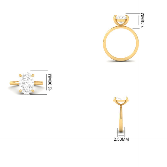 Oval Solitaire Engagement Ring for Women – Elegant Classic Gold Band Ring – Proposal Promise Ring – Dainty Jewelry Gift