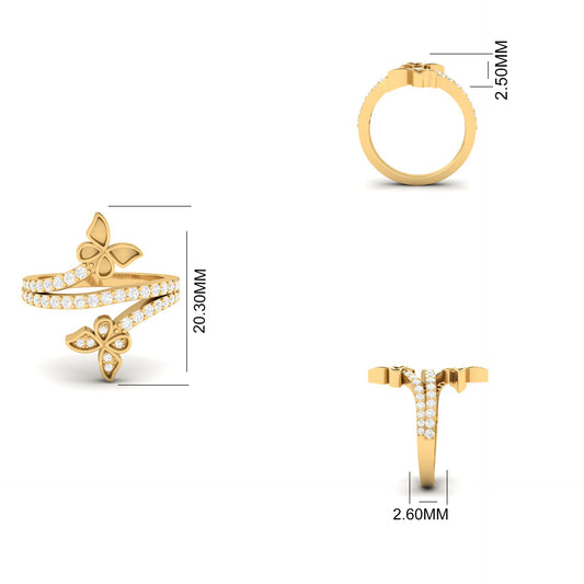 Emerald Butterfly Engagement Ring for Women | 14K Gold Plated Ring