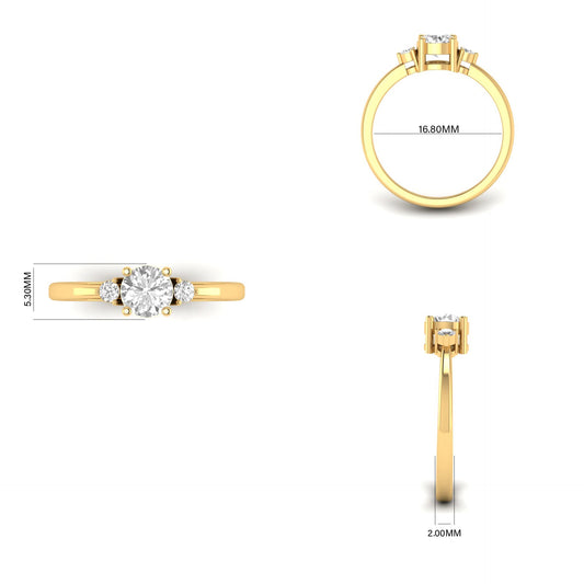 1.0CT Moissanite Three Stone Stacable Ring For Her In 18kt Gold Over Sterling Silver