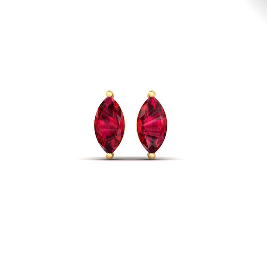 True Elegants Vibrant Garnet Stud Earrings In 18kt Gold Over Sterling Silver